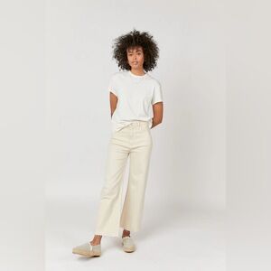 Oliver Logan High Rise Wide Leg Crop in Ecru Size 25